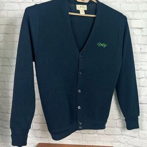 Vintage IZOD Golf Logo Navy Button Cardigan size Medium